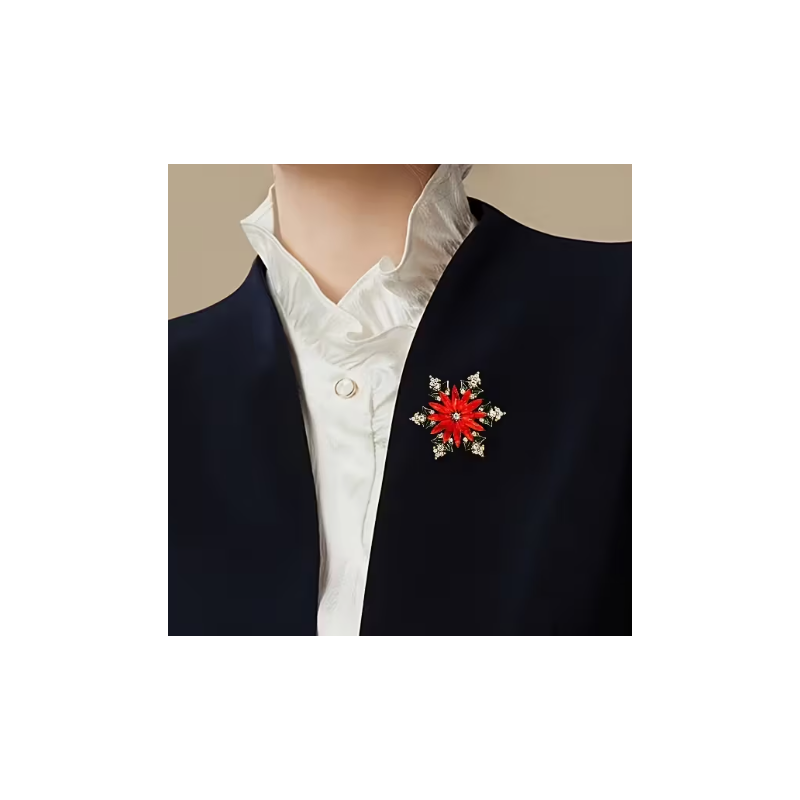 Broche dorée flocon de neige Noël