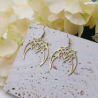 Boucles d'oreilles croissant de lune et lotus dorés Acier
