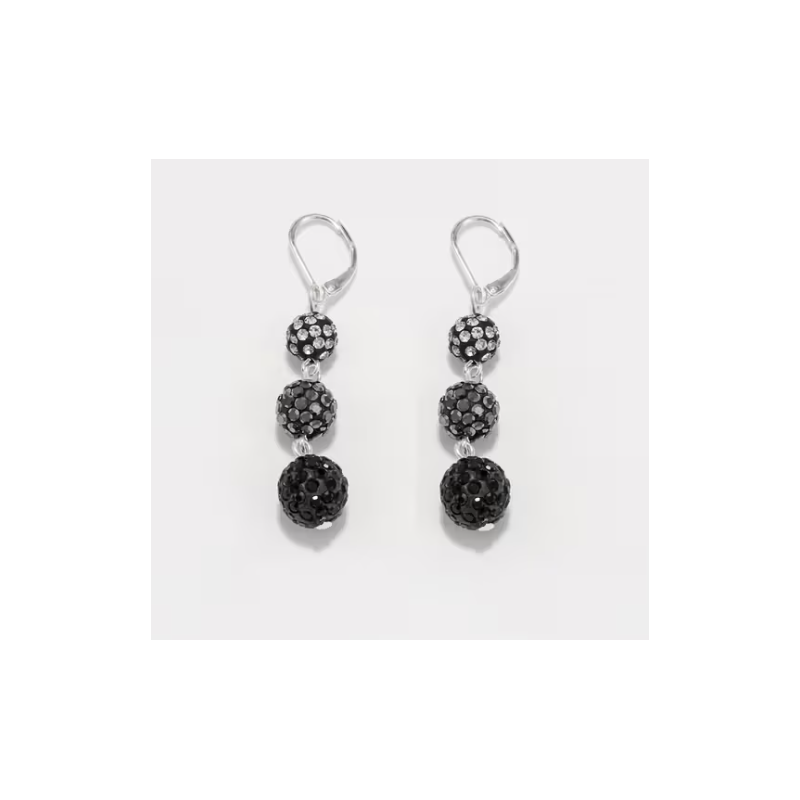 Boucles d'oreilles perles grises avec strass