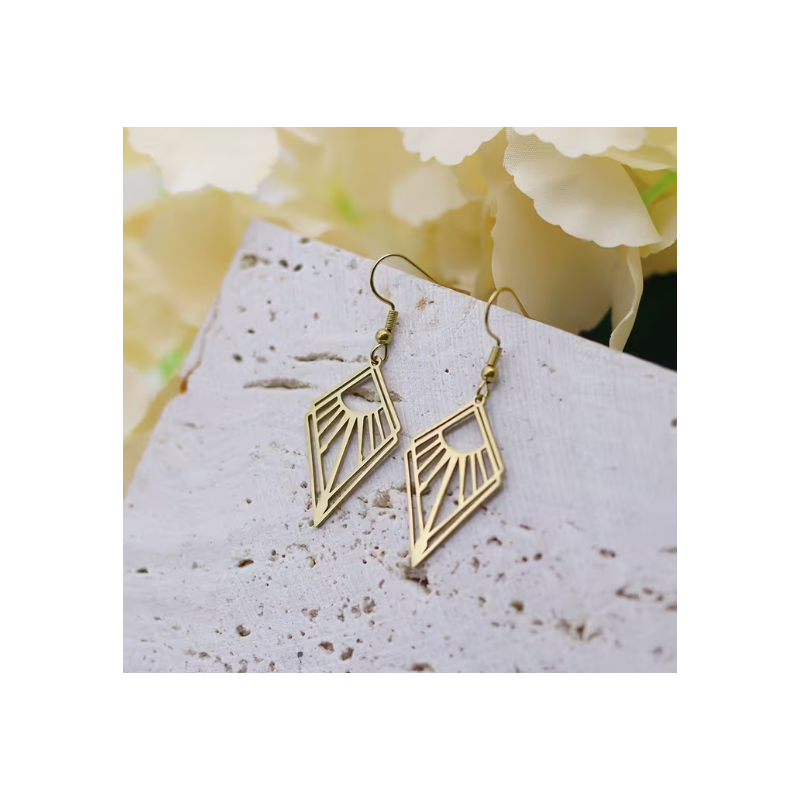 Boucles d'oreilles triangles ajourés dorés Acier
