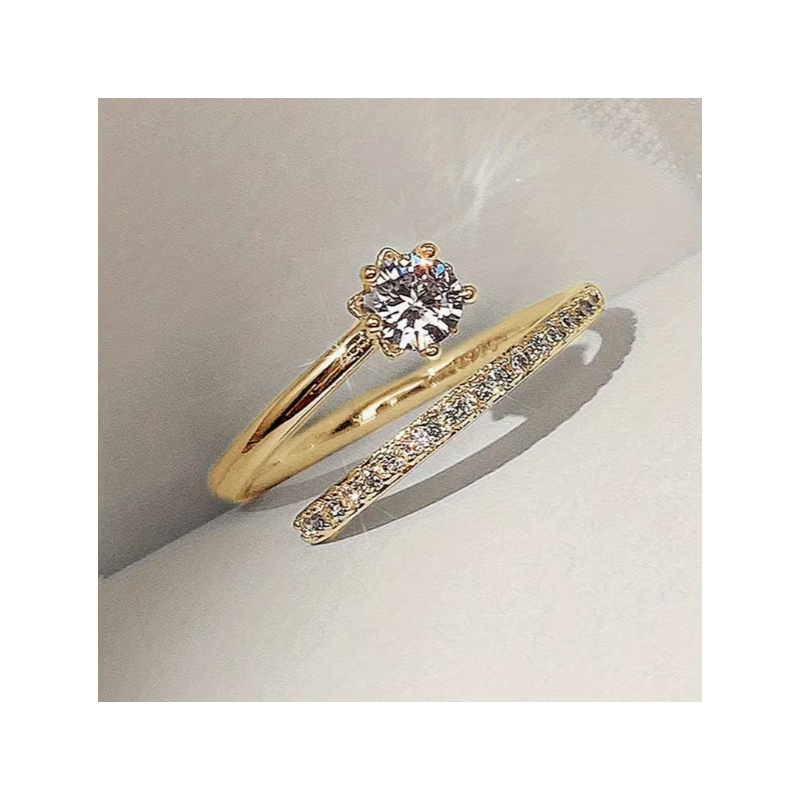 Bague ajustable dorée zircon croisé Plaqué or
