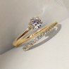 Bague ajustable dorée zircon croisé Plaqué or