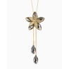Collier doré sautoir fleur grise