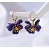 Boucles d'oreilles dorés fleurs violettes Plaqué or