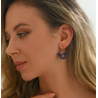 Boucles d'oreilles dorés fleurs violettes Plaqué or