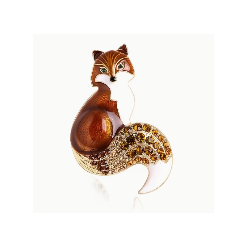 Broche renard brun