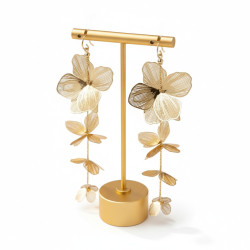Boucles d'oreilles cascade de fleurs dorées