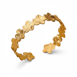 Bracelet jonc ajustable dorée fleurs Acier