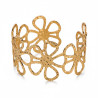 Bracelet manchette ajustable doré fleurs ajourées Acier