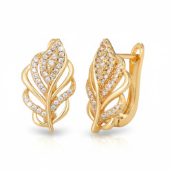 Boucles d'oreilles créoles feuilles Plaqué or