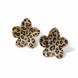 Boucles d'oreilles fleurs dorées motif léopard