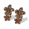 Boucles d'oreilles double fleurs dorées motif léopard
