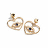 Boucles d'oreilles dorées cœur ajouré et mauvais œil