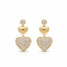 Boucles d'oreilles dorées pendantes coeur et zircon Plaqué or