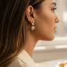 Boucles d'oreilles dorées pendantes coeur et zircon Plaqué or