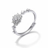 Bague ajustable argentée flocon de neige Plaqué or blanc