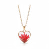 Collier doré fleur rouge Plaqué or
