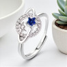 Bague ajustable argentée planète et étoile bleue Plaqué or blanc