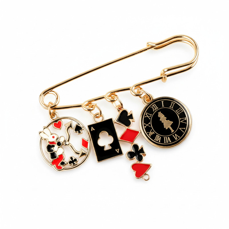 Broche dorée Alice aux Pays des merveilles