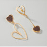 Boucles d'oreilles dorées cœur asymétrique marron