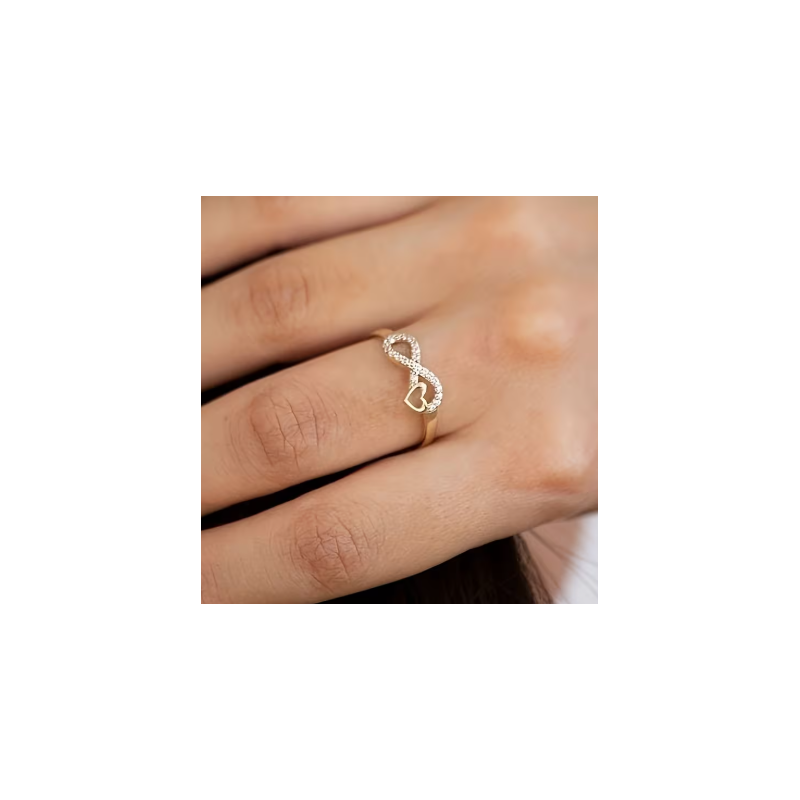 Bague ajustable dorée infini et coeur Plaqué or