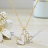 Collier doré coeur blanc et ajouré Plaqué or