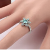 Bague ajustable argentée flocon zircon bleu Plaqué or blanc