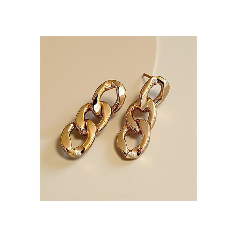 Boucles d'oreilles maillons dorés Acier