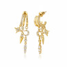 Boucles d'oreilles dorées triple créoles à franges Plaqué or