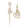 Boucles d'oreilles dorées cœur asymétrique blancs