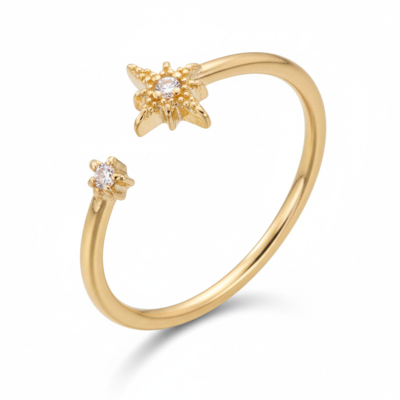 Bague ajustable dorée minimaliste étoile Plaqué or