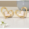 Boucles d'oreilles dorées double coeur ajouré et blanc