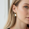 Boucles d'oreilles dorées double coeur ajouré et blanc
