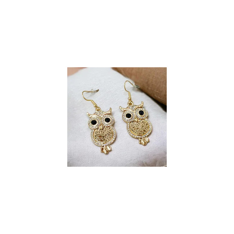 Boucles d'oreilles hibou doré