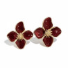 Clous d'oreilles dorés fleurs rouges