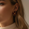 Clous d'oreilles dorés fleurs rouges
