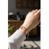 Bracelet charms mailles dorées et pendentifs roses