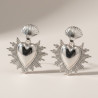Boucles d'oreilles coeur rayonnant argenté