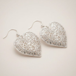 Boucles d'oreilles coeur ajouré argent 925