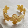 Bracelet manchette ajustable fleurs dorées Acier
