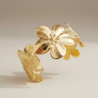 Bracelet manchette ajustable fleurs dorées Acier