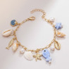 Bracelet charms mailles dorées poisson bleu