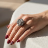 Bague ajustable argentée fleur et zircon Plaqué or blanc