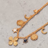 Collier charms doré étoiles et fleur