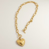 Collier grandes mailles dorées coeur rayonnant
