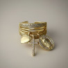 Bague ajustable dorée croix et coeur Plaqué or