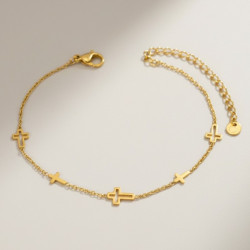 Bracelet doré croix pleine et ajourée Acier