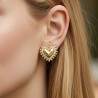 Clous d'oreilles dorés coeur rayonnant