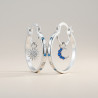 Créoles asymétriques étoile et lune bleues Plaqué or blanc