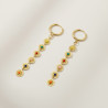 Boucles d'oreilles dorées disques multicolore Acier